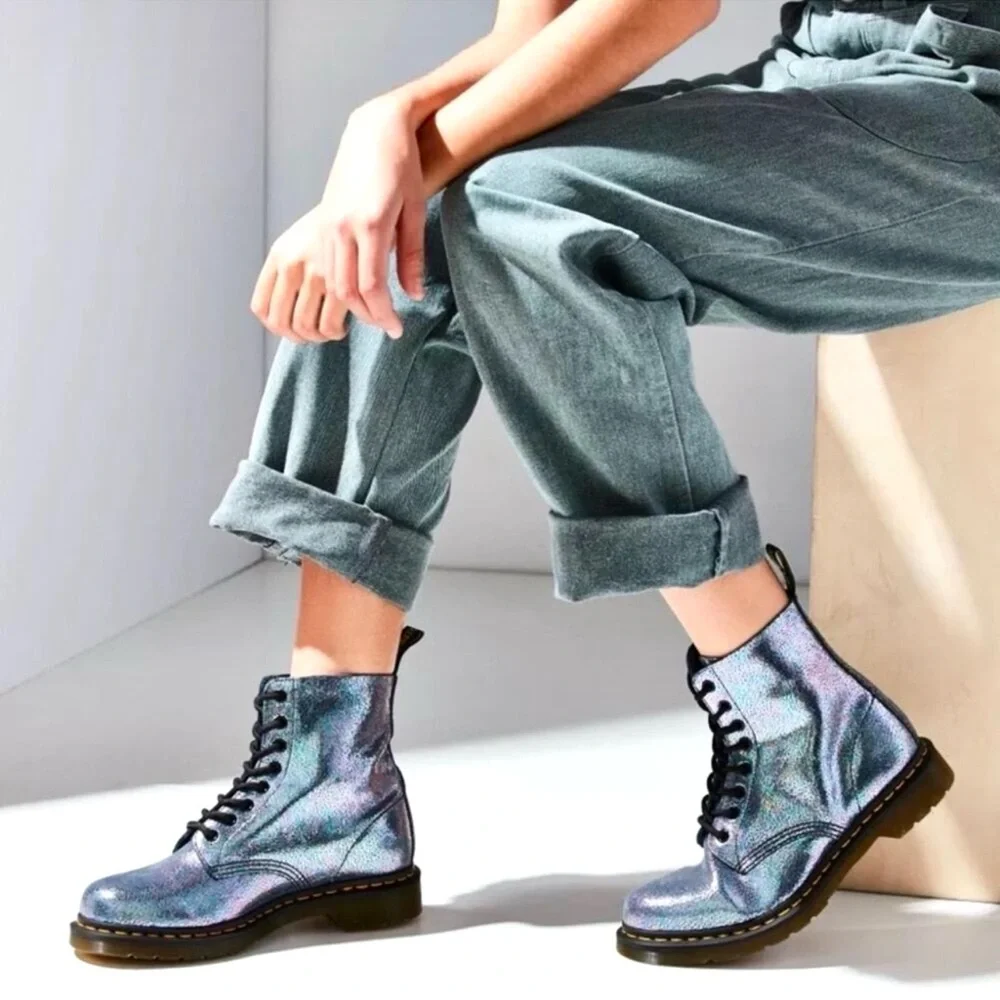 Dr. Martens 1460 Pascal Sparkle Iridescent Metallic Sheen Lace Up Boots Size 7 - Picture 3 of 14